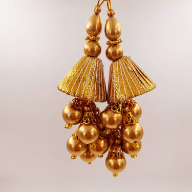 Handcrafted Gold Bead Tassels Latkan, Indian Latkans, Pearl Bell Tassels